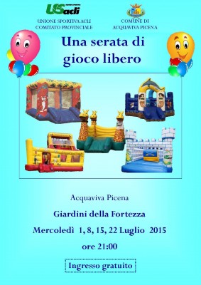“Una serata di gioco libero” ad Acquaviva Picena per tutto il mese di luglio