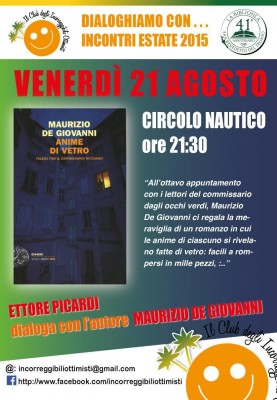 Libri: Maurizio De Giovanni presenta “Anime di vetro” a San Benedetto del Tronto
