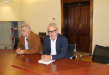 Il sindaco Romano Carancini e l’assessore allo Sport Alferio Canesin durante la conferenza stampa di oggi pomeriggio