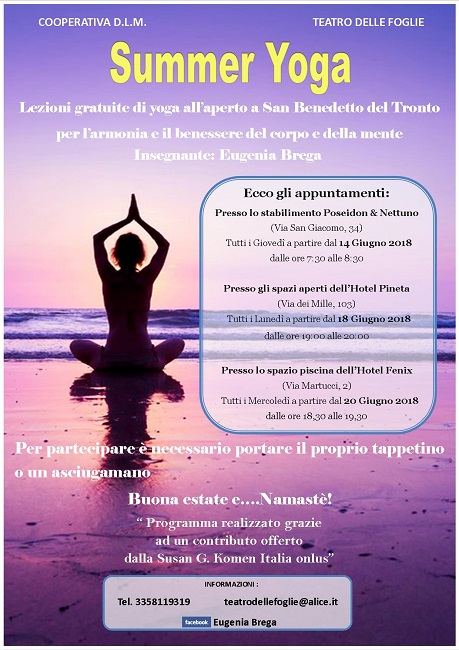 Progetto Summer Yoga lezioni gratuite San Benedetto