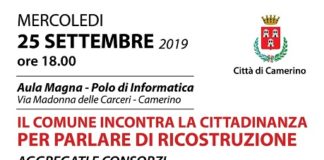 Camerino, sisma: incontro Comune – cittadinanza su ricostruzione