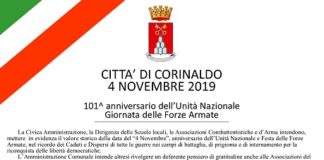 “4 Novembre”, anniversario Unità Nazionale e Festa Forze Armate a Corinaldo