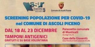 Ascoli, Coronavirus: il 18 dicembre al via lo screening della popolazione