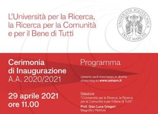 Ancona, Università: Inaugurazione dell’Anno Accademico 2020/2021