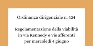 Ascoli, viabilità in via Kennedy e nelle vie afferenti per il 4 giugno 2025