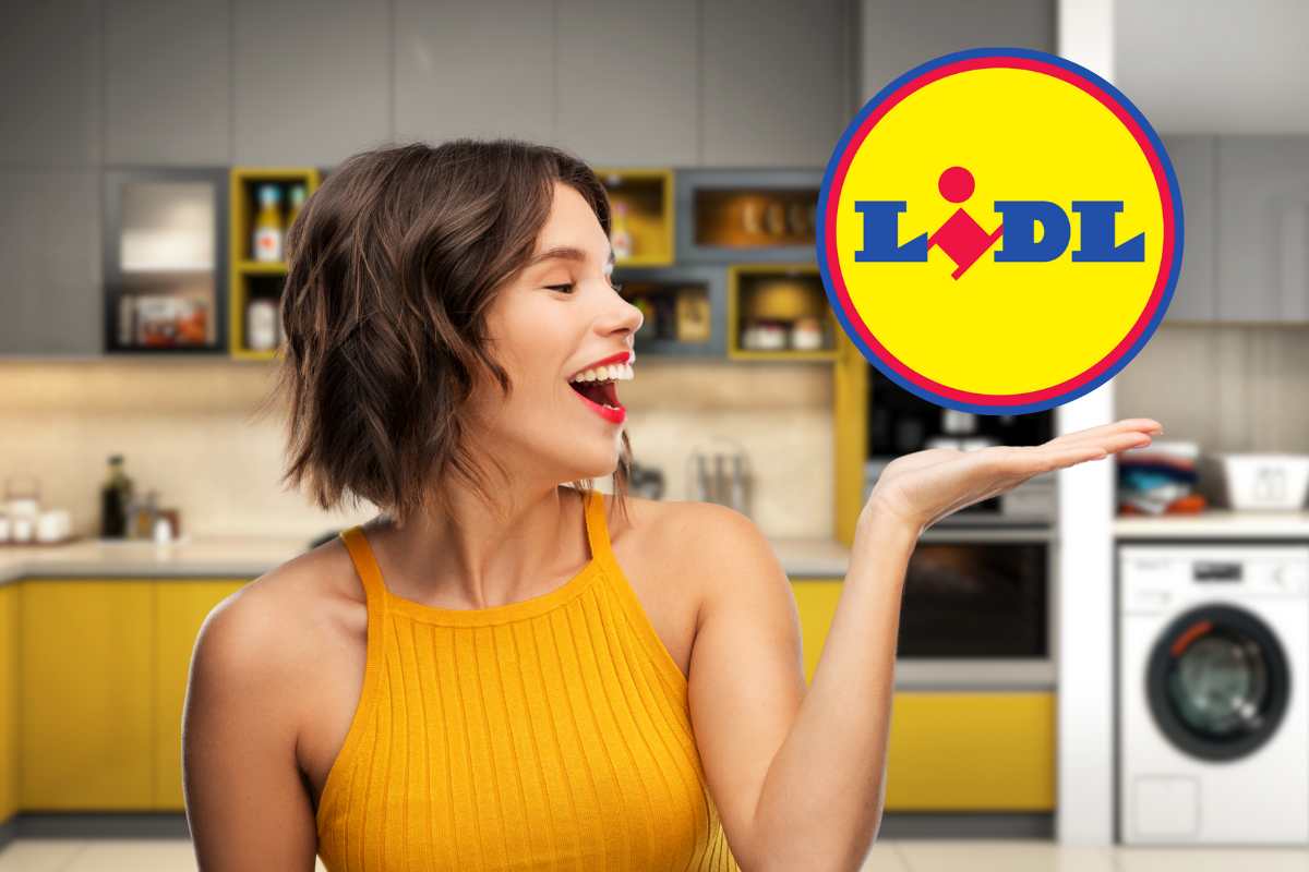 lidl logo donna felice in cucina