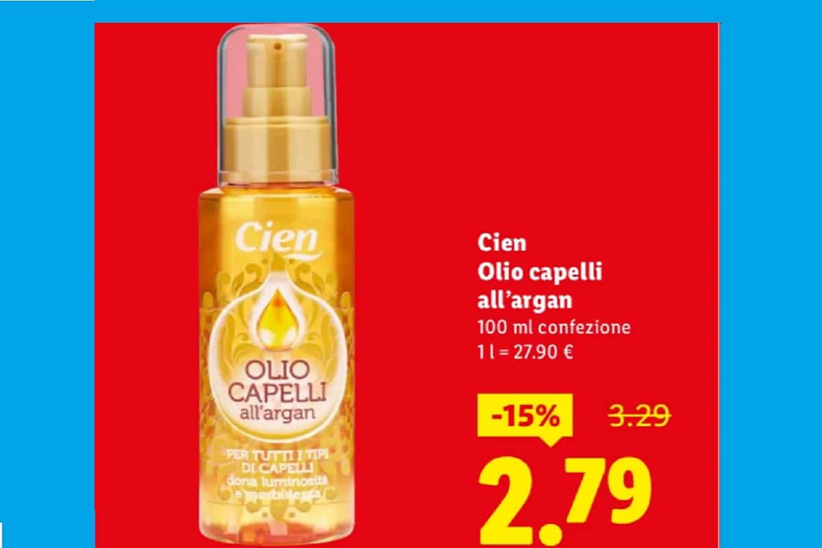 olio per capelli in offerta da lidl