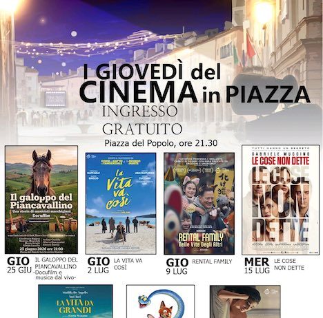 “I giovedì del cinema in piazza” dal 25 giugno a San Severino Marche