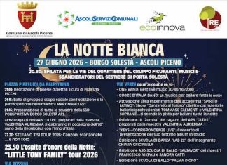 Ascoli Piceno, il 27 giugno la “Notte Bianca” di Borgo Solestà