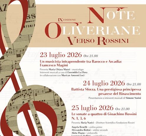 Al via oggi a Pesaro “Note Oliveriane. Verso Rossini”